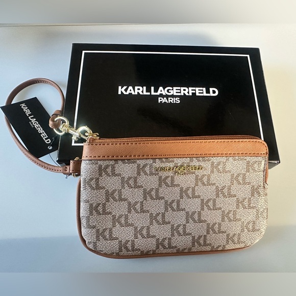 Karl Lagerfeld Tan and Brown Monogram Wristlet (Brand new with Tag) - Picture 4 of 5